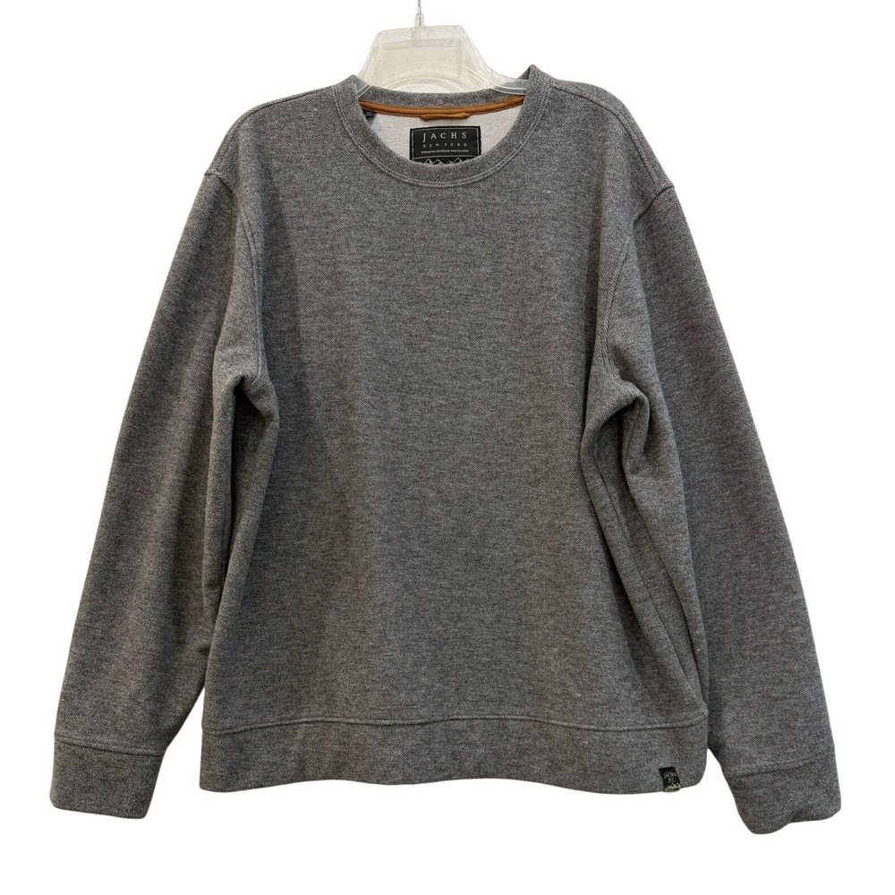 Jachs NY Mens XL Gray Wool Blend Crewneck Sweatshirt Heathered Knit Pullover